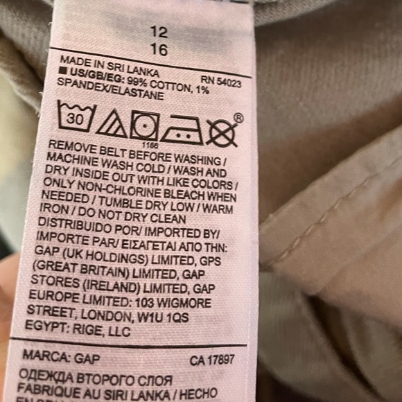 Gap Hi-Rise Belted Cropped Chinos, Field Stone, Size 12 - Picture 6 of 8